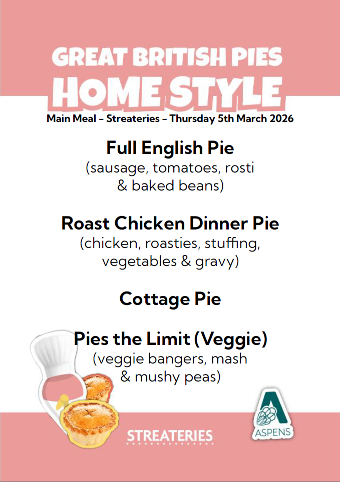 west park pie week menu March