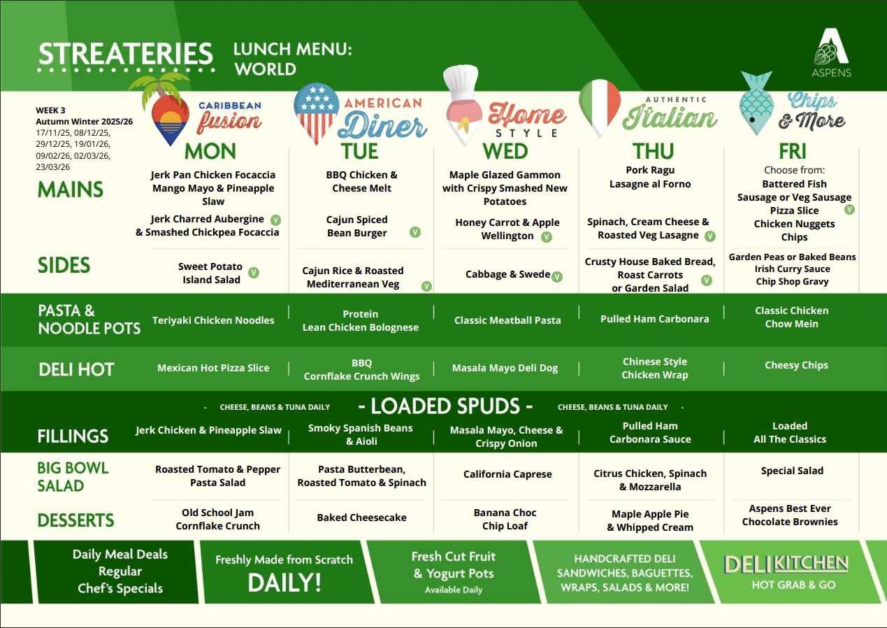 west park daily menu list